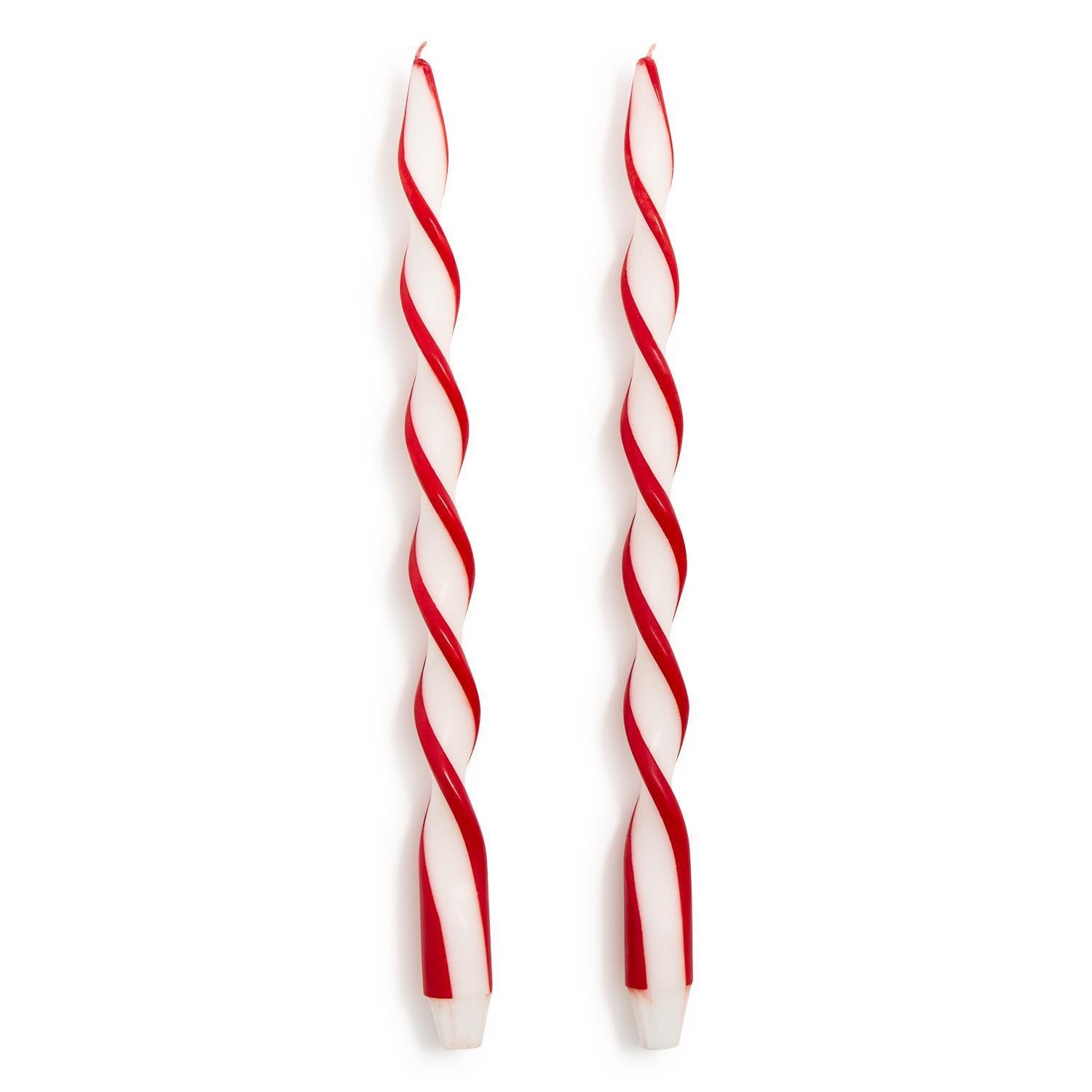 Red Ribbon Twist Taper Candles