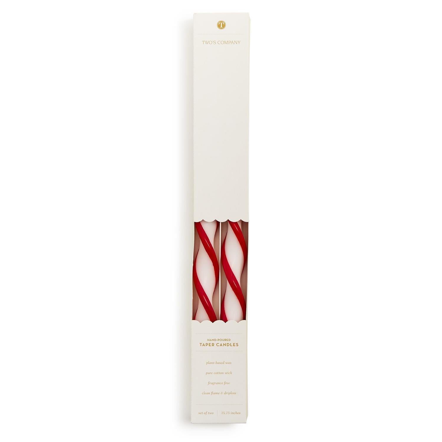 Red Ribbon Twist Taper Candles