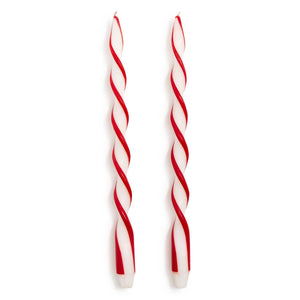 Red Ribbon Twist Taper Candles