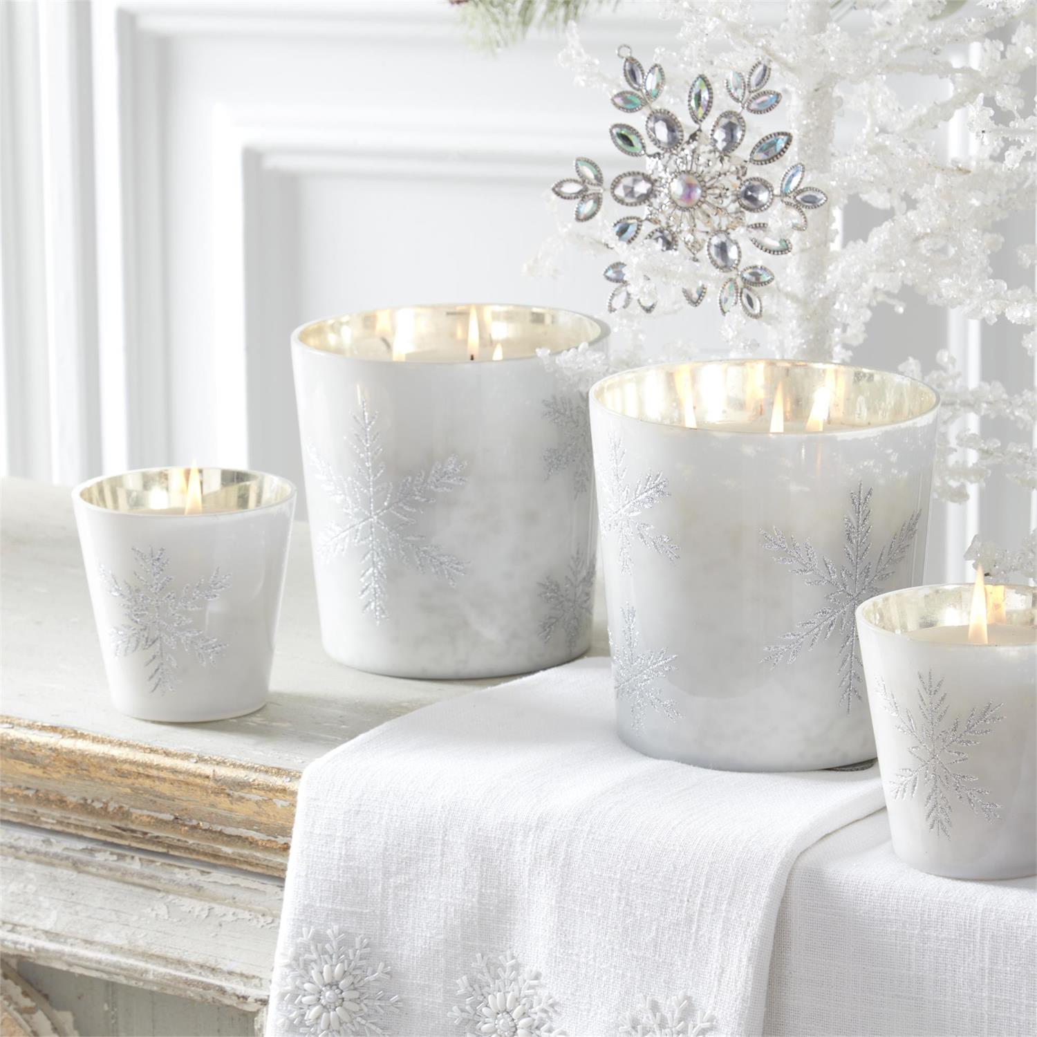 Etched Snowflake Votive Candle
