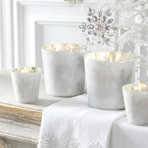 Etched Snowflake Votive Candle