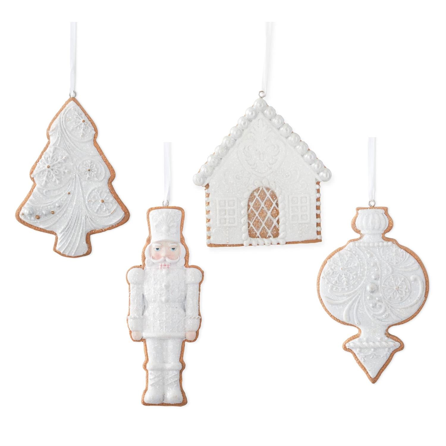 White Glittered Cookie Ornament