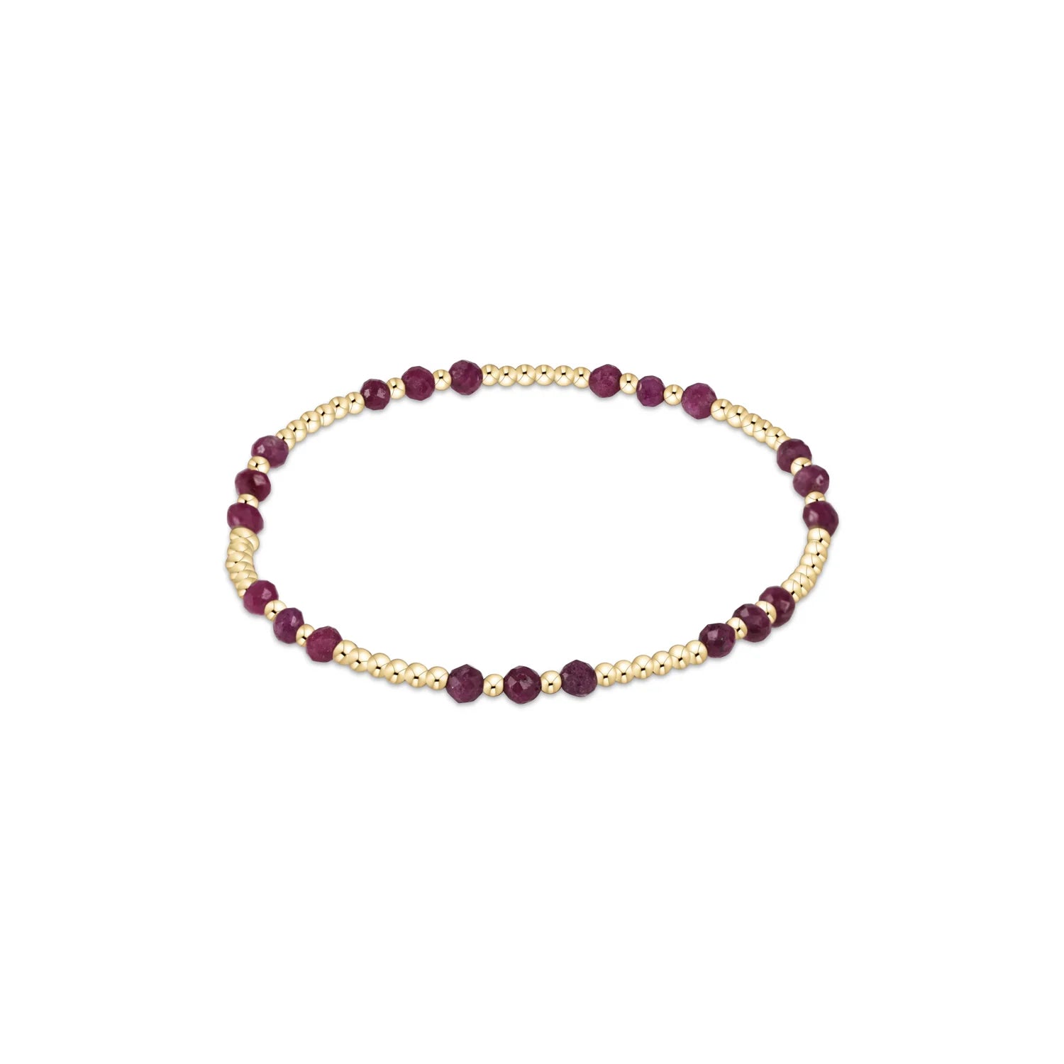GEMSTONE GOLD JOY PATTERN 3MM BEAD BRACELET - RUBY