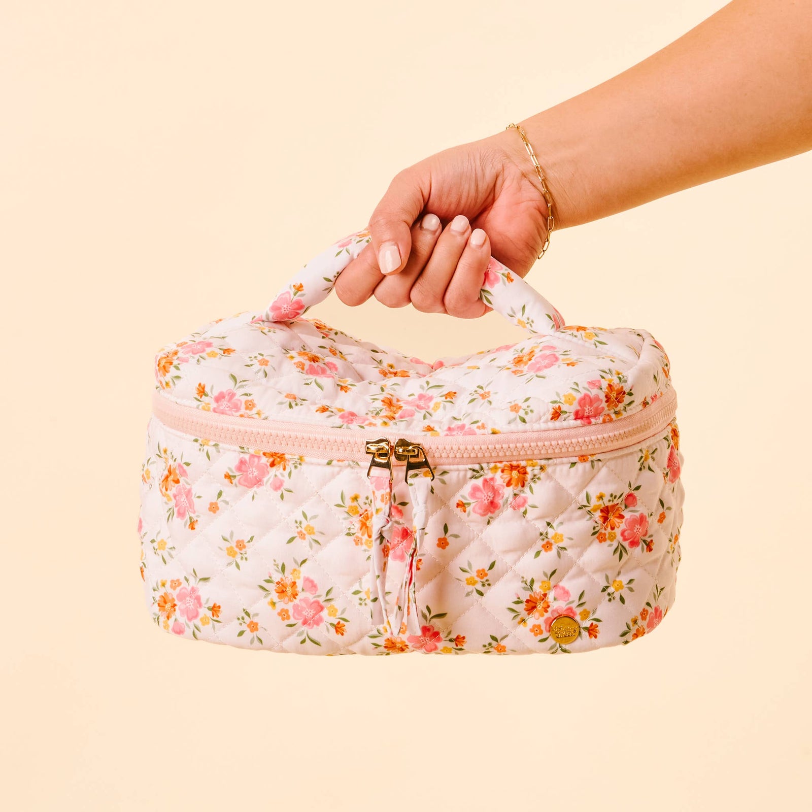 Quilted Cosmetic Bag-Endless Daydream Cream
