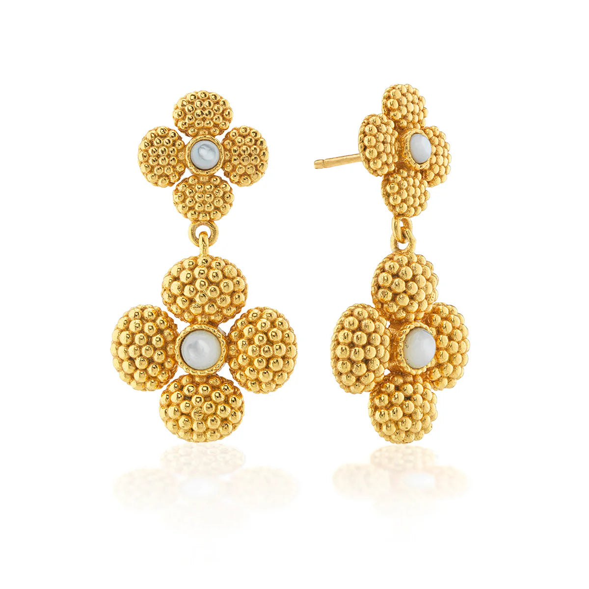 Berry Clover Convertible Duo Earrings - mother of pearl
