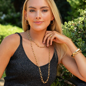 Cleopatra Small Link Necklace, 16"+2" - gold