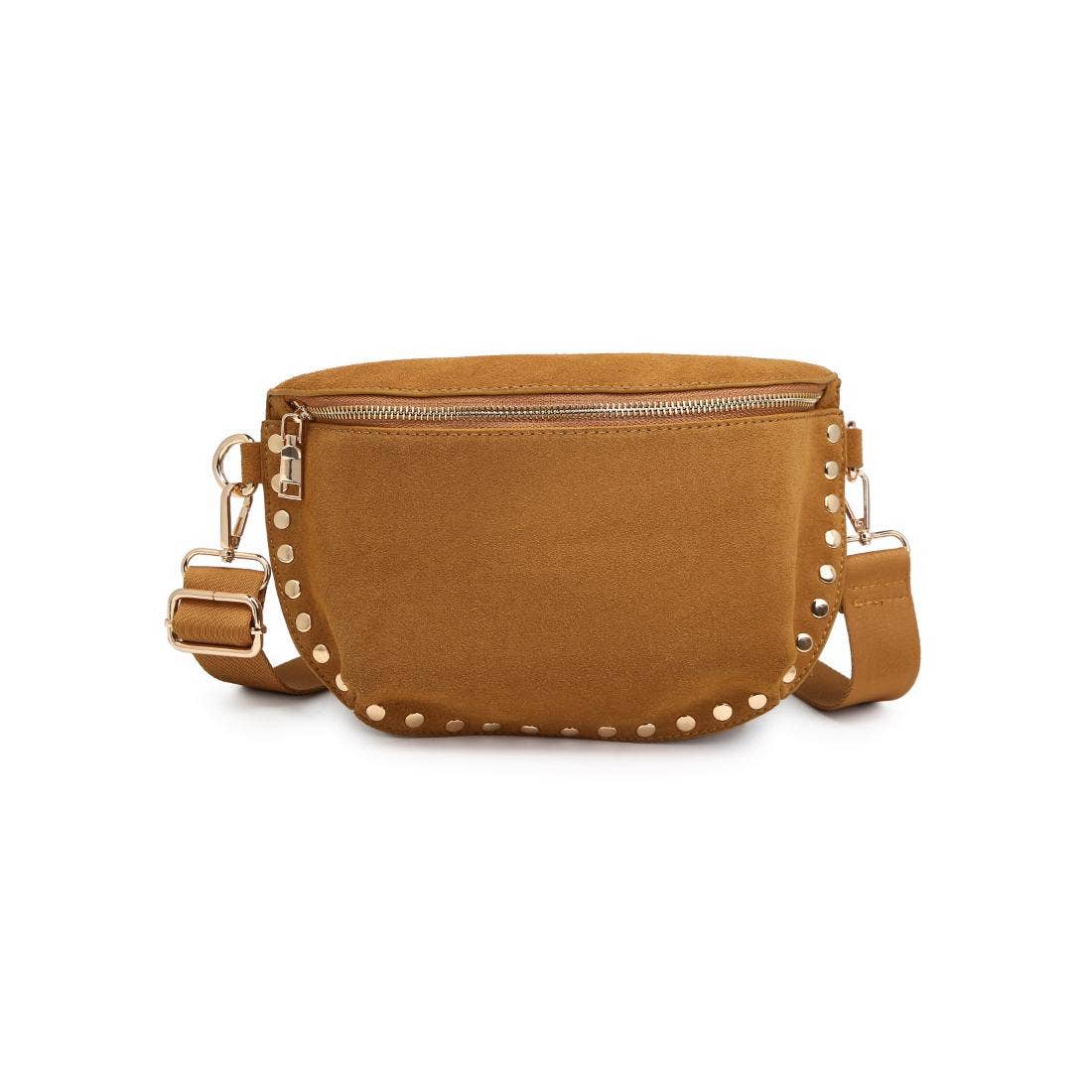 Gizelle-Suede Belt Bag: Wine