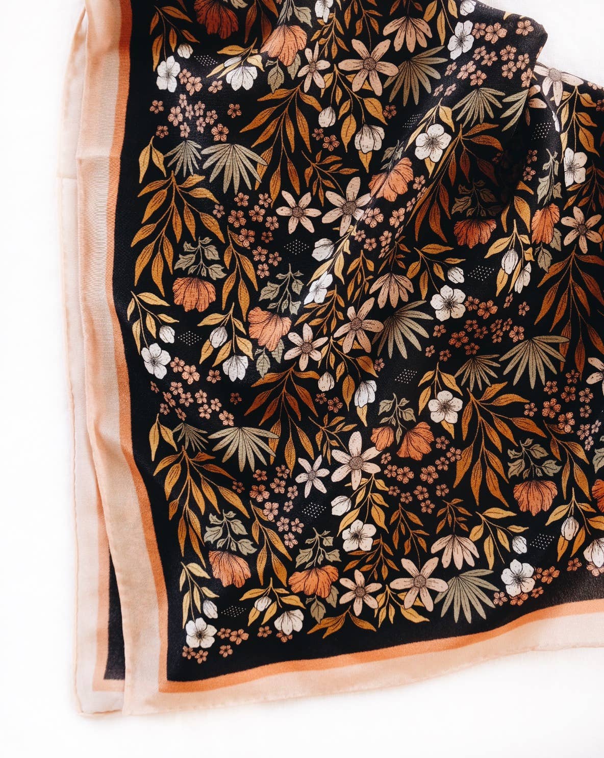 Silk Bandana Scarf -Midnight Garden