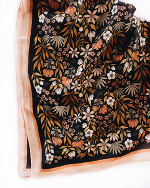 Silk Bandana Scarf -Midnight Garden