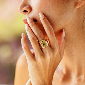 Cleopatra Slice Stacking Ring Set - gold