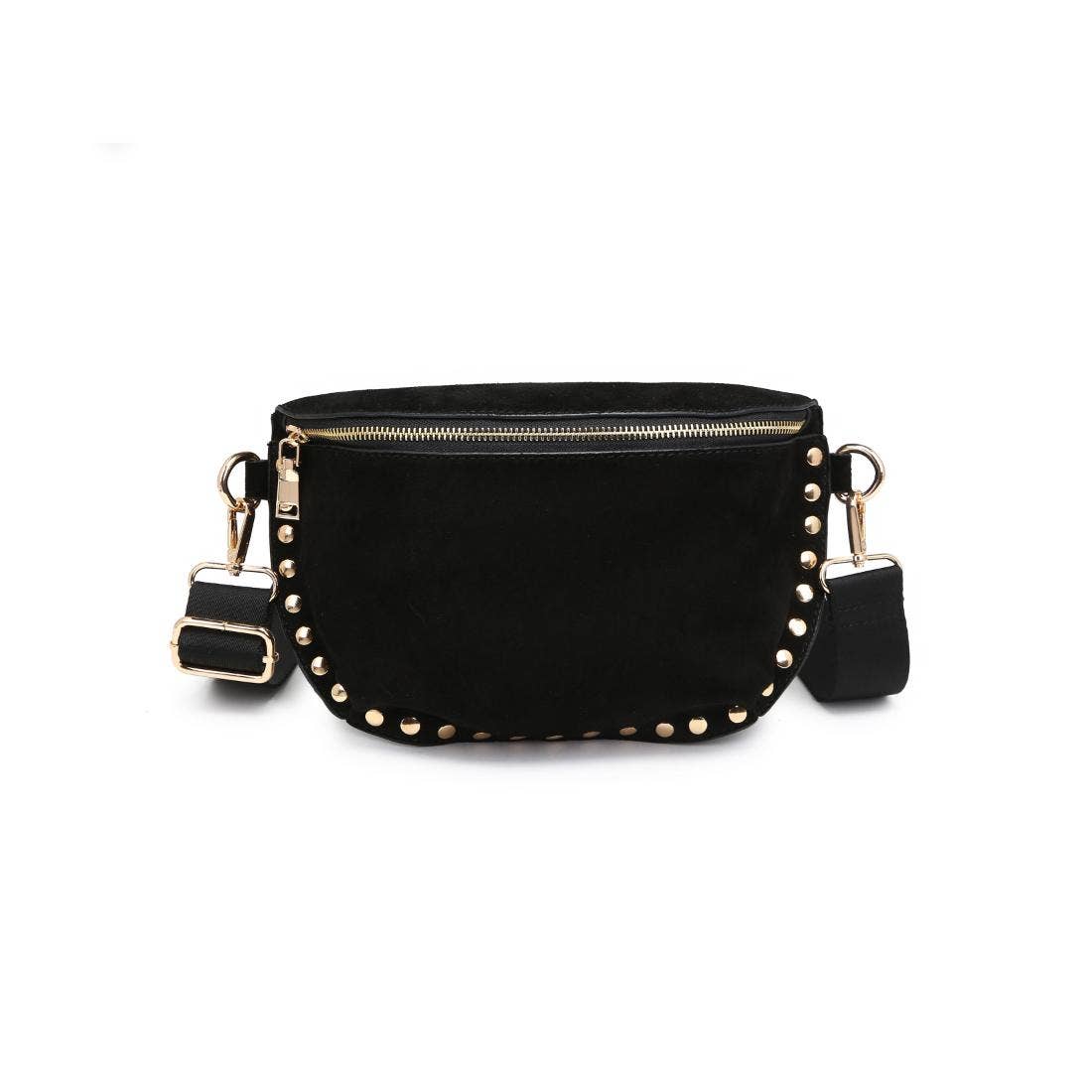 Gizelle-Suede Belt Bag: Black