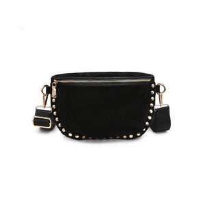 Gizelle-Suede Belt Bag: Black