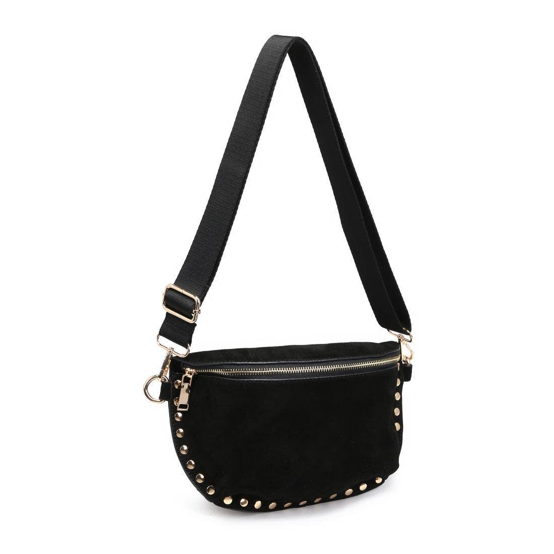 Gizelle-Suede Belt Bag: Black