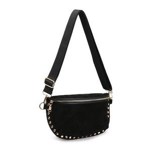 Gizelle-Suede Belt Bag: Black