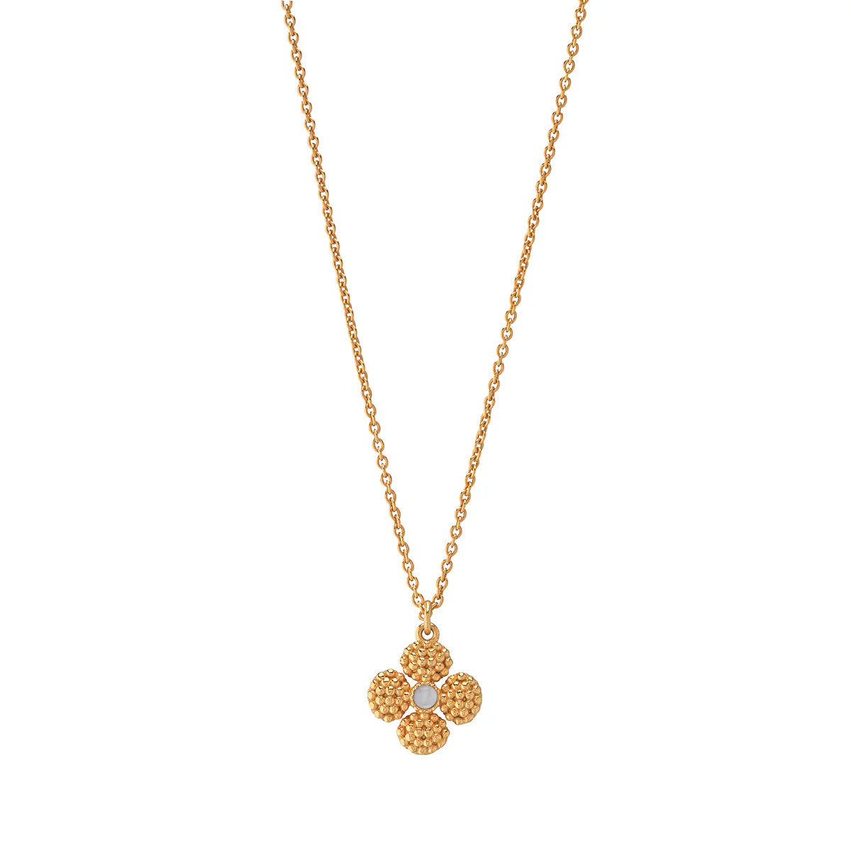 Berry Clover Double Sided Charm Necklace, 16"+2" - mother of pearl