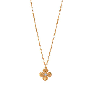 Berry Clover Double Sided Charm Necklace, 16"+2" - mother of pearl