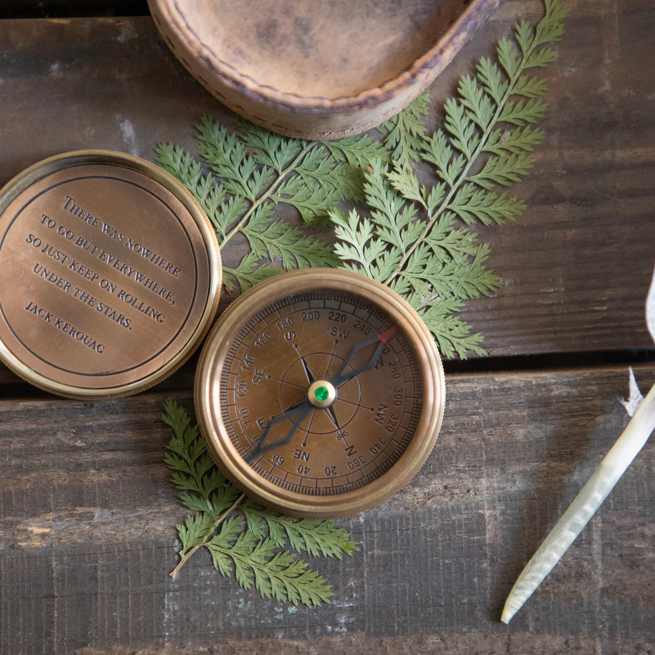 Compass with Leather Pouch