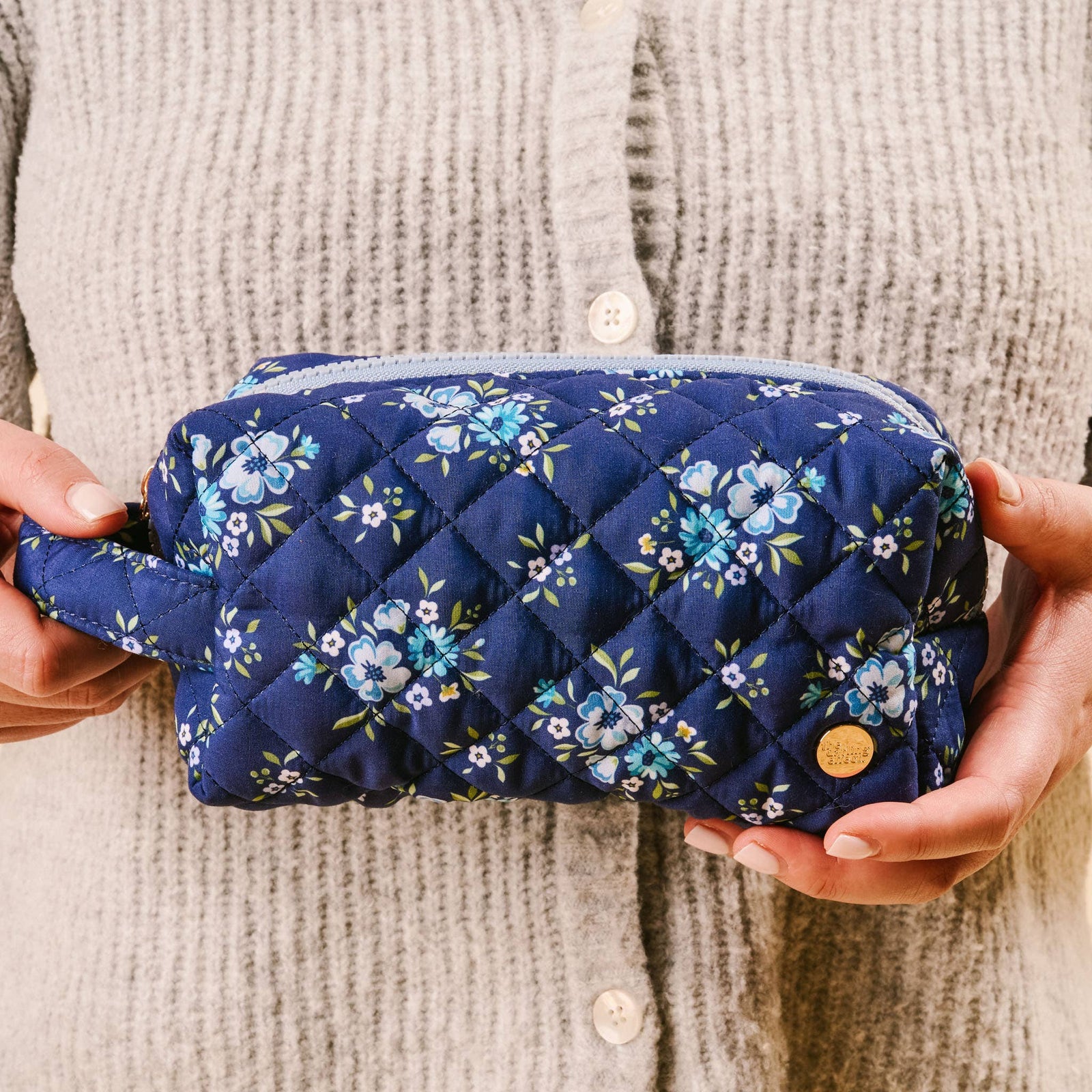 Essentials Quilted Cosmetic Pouch-Endless Daydream Navy