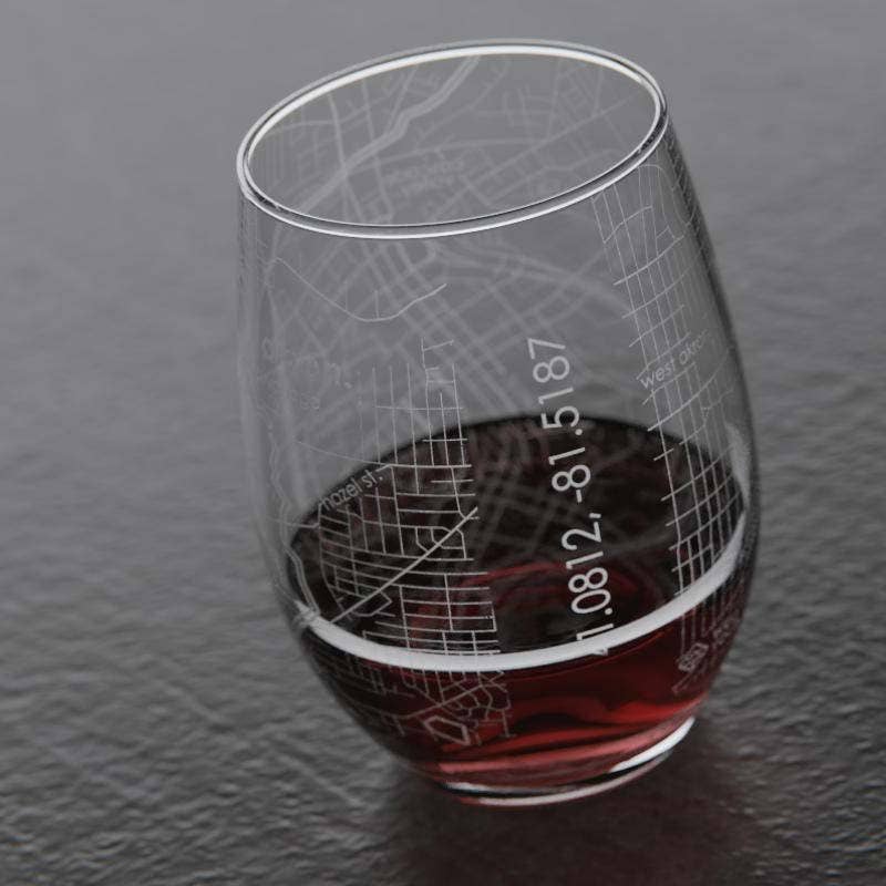 Zelienople Map Stemless Wine Glass