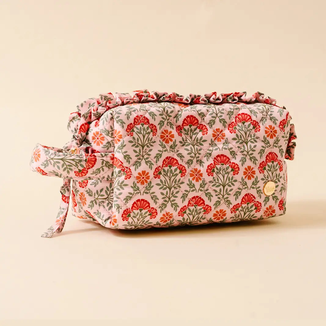 Essentials Quilted Cosmetic Pouch–Everbloom Dusty Rose