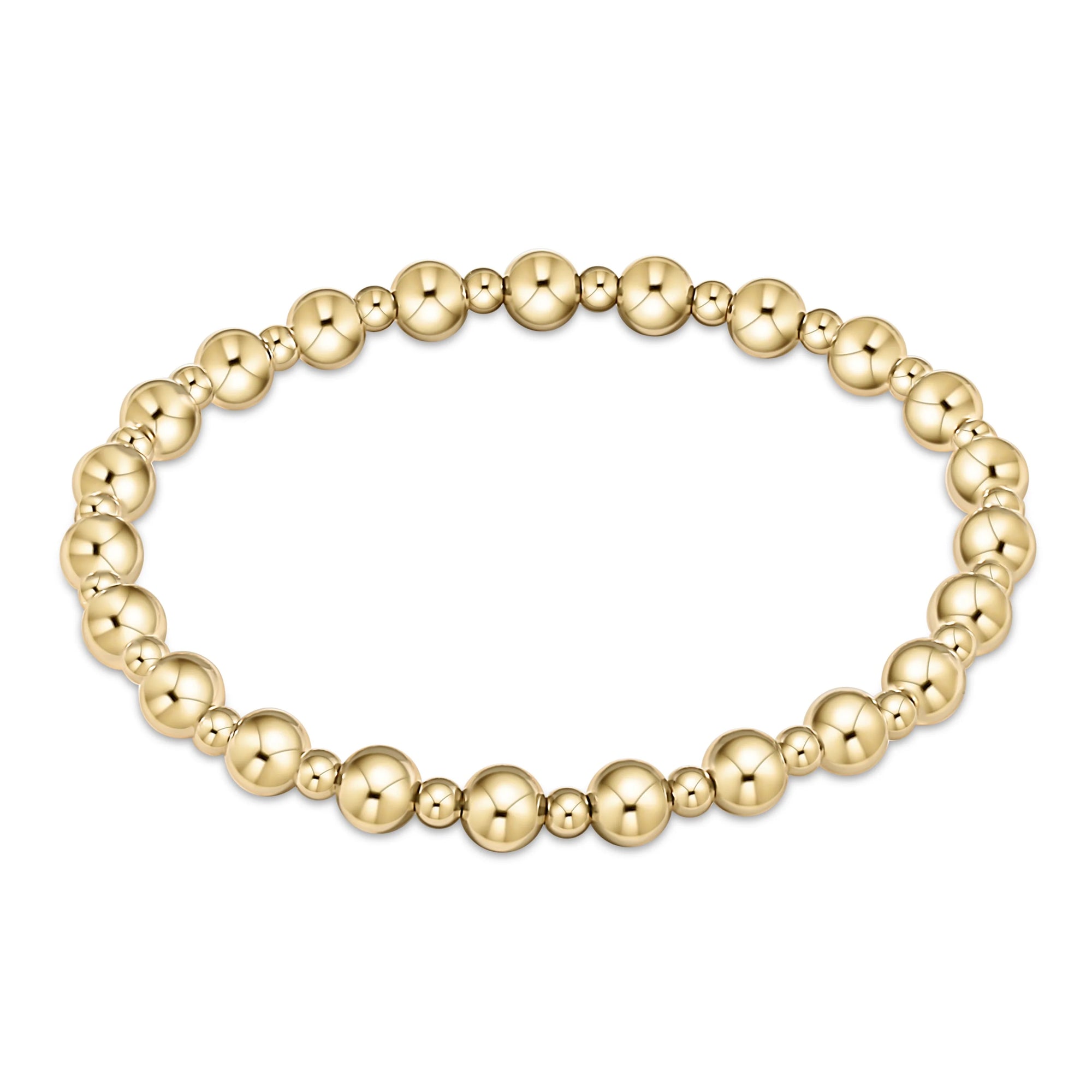 classic grateful pattern 6mm bead bracelet - gold