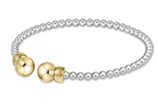 Classic Mixed Metal 2mm bead cuff - gold