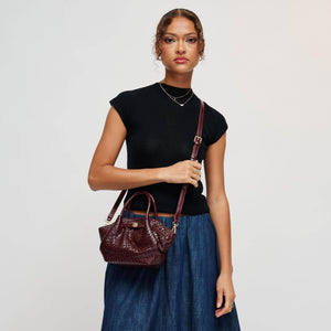 Selena - Embossed Woven Crossbody: Burgundy