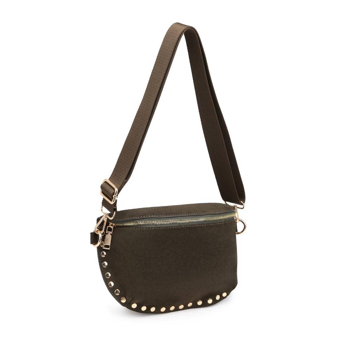 Gizelle-Suede Belt Bag: Tan