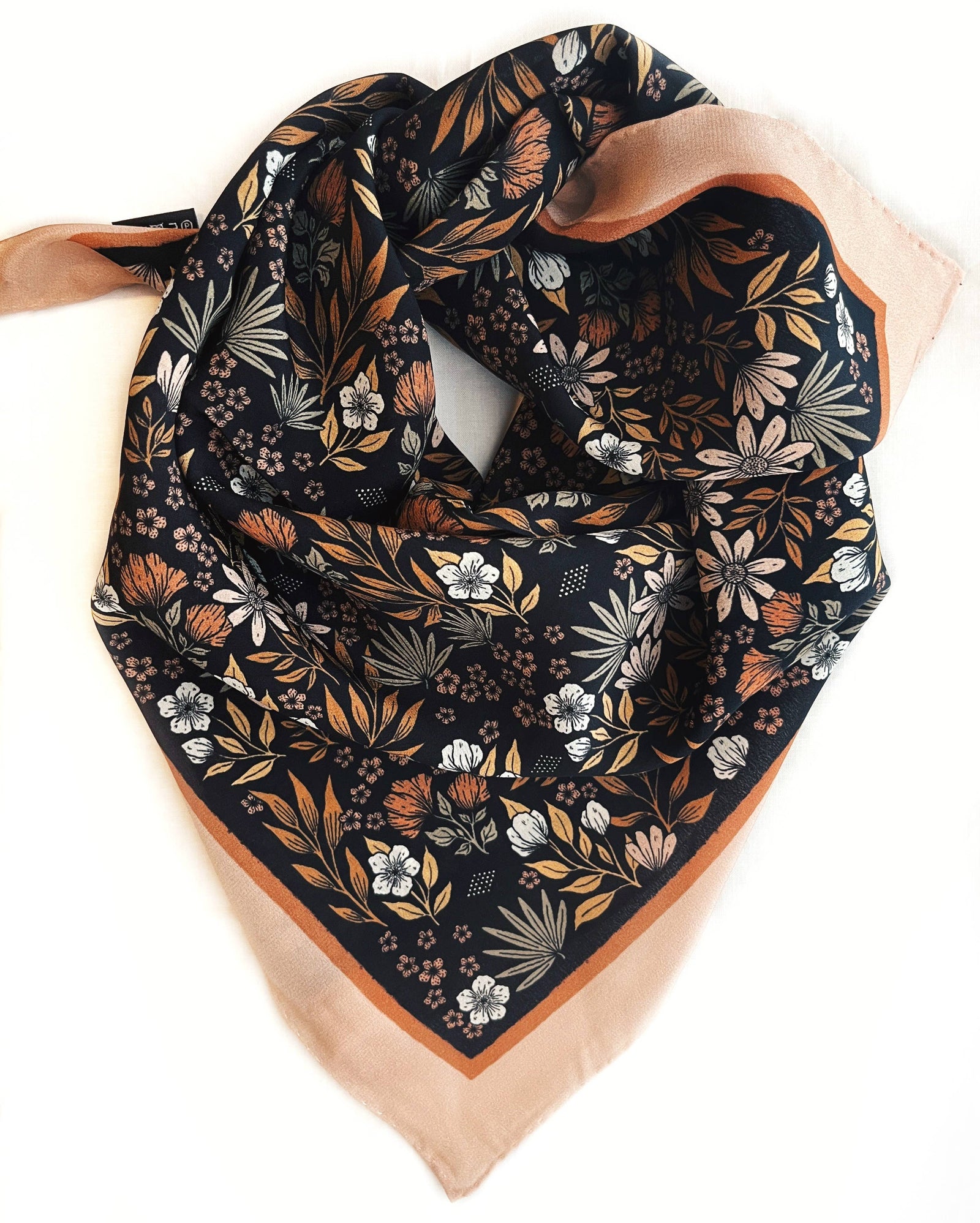 Silk Bandana Scarf -Midnight Garden