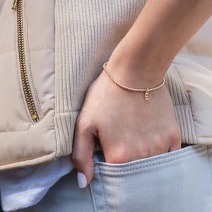 Respect gold initial charm 2mm bracelet