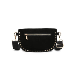 Gizelle-Suede Belt Bag: Black