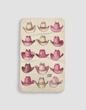 Pink Hats Tea Towel