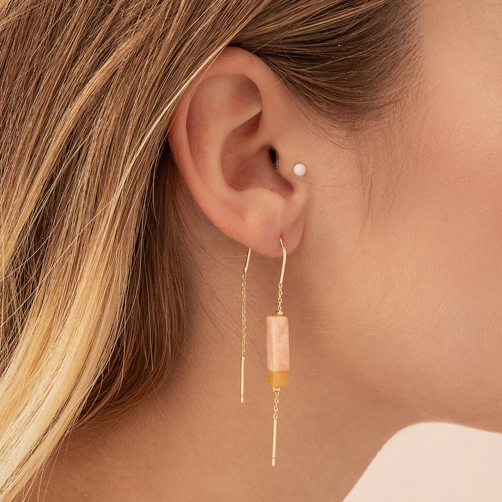 Stone Thread Earrings - majestic jasper