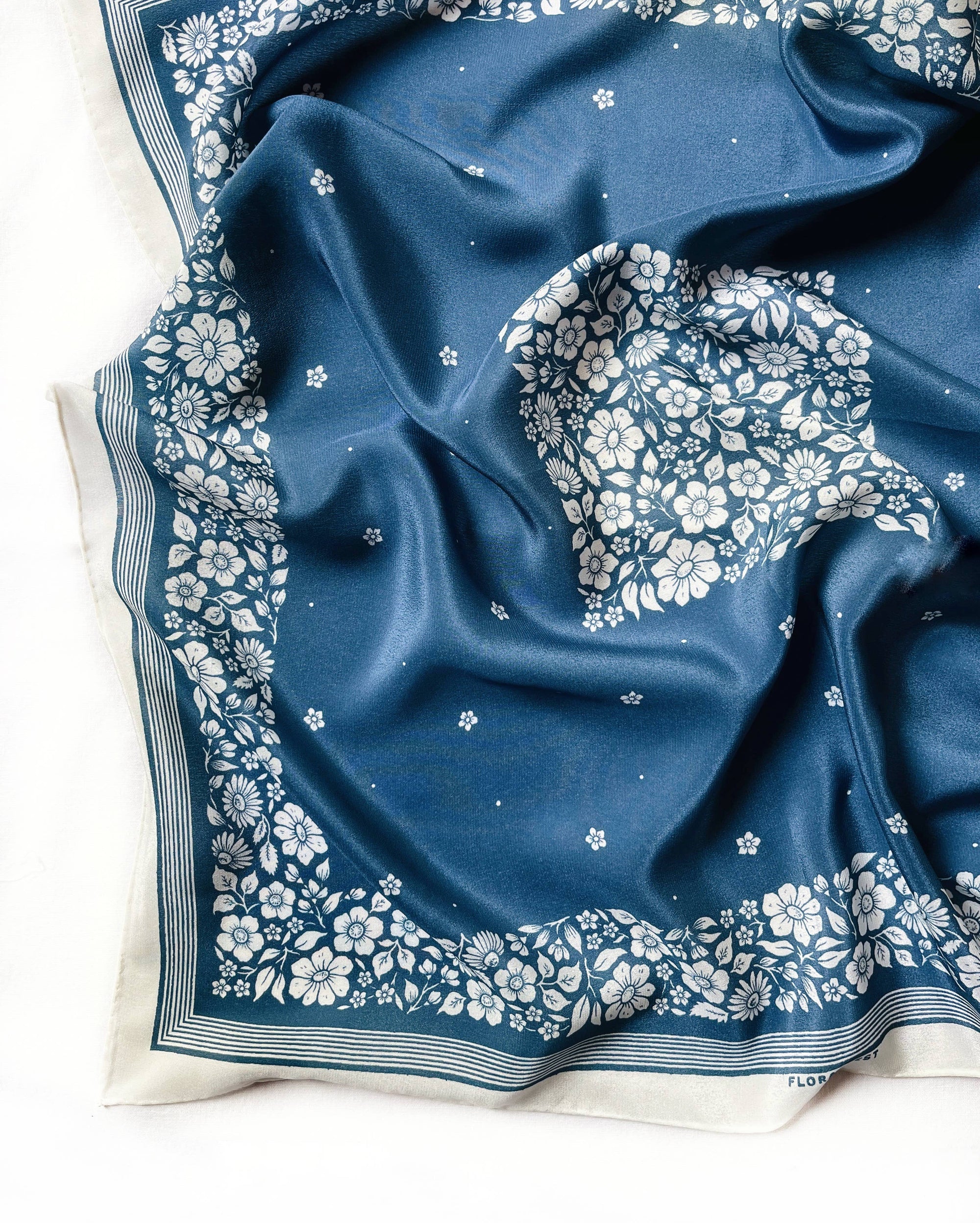 Silk Bandana Scarf -Santorini Floral