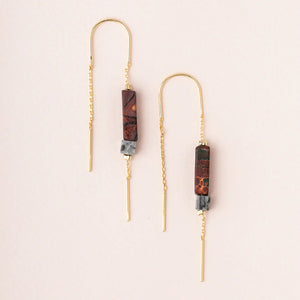 Stone Thread Earrings - majestic jasper