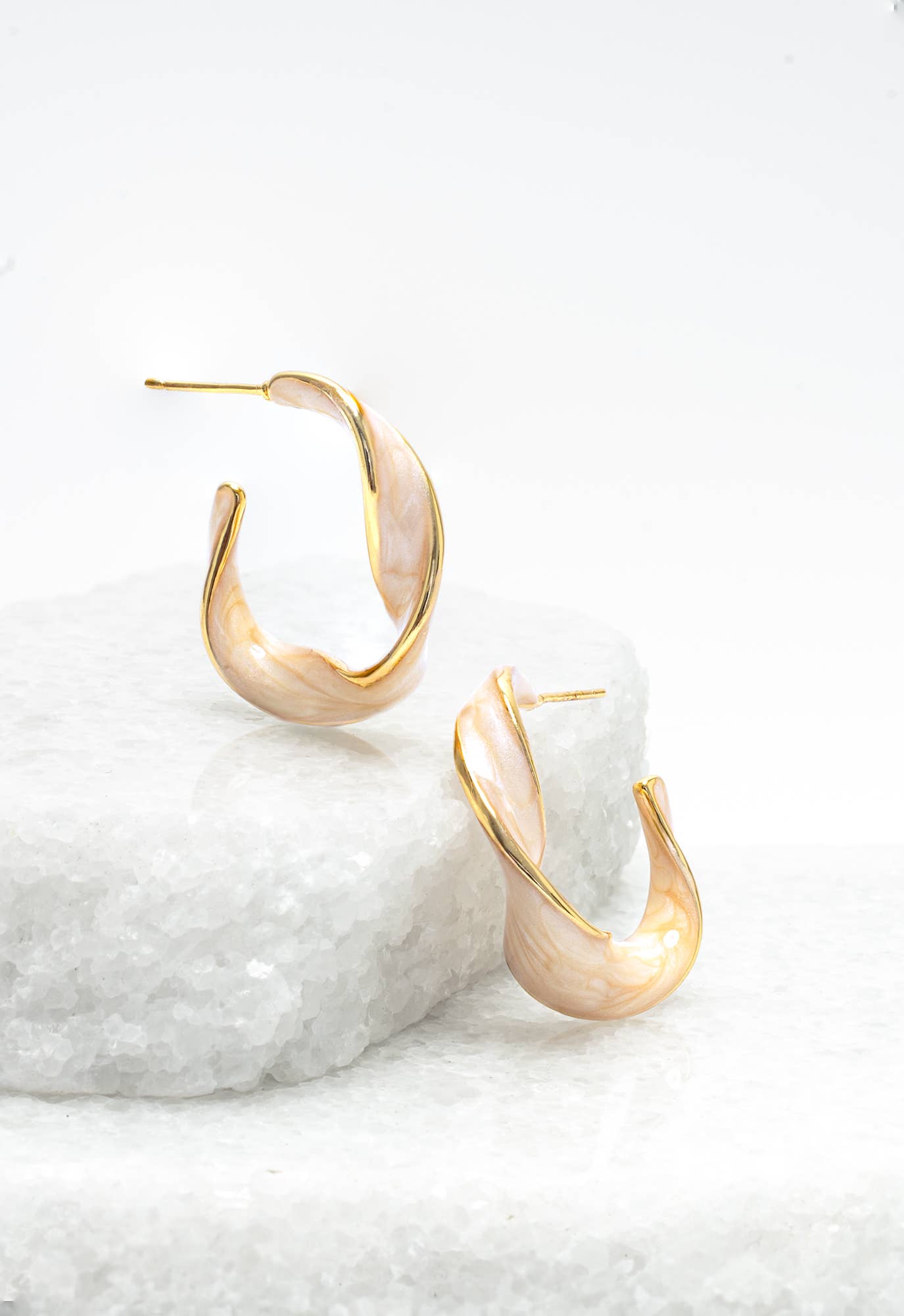 With a Twist Hoops in Soft Coral