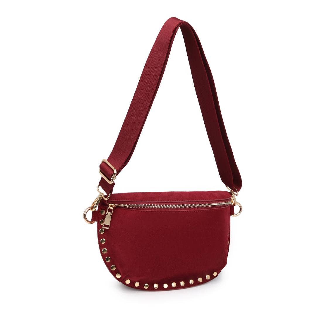 Gizelle-Suede Belt Bag: Wine