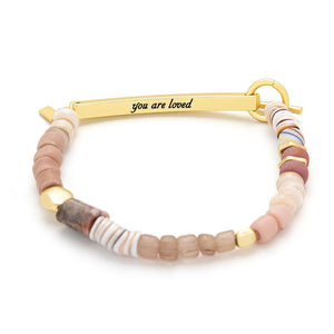 Hidden Message Bracelet - Loved/Rhodochrosite/Gold