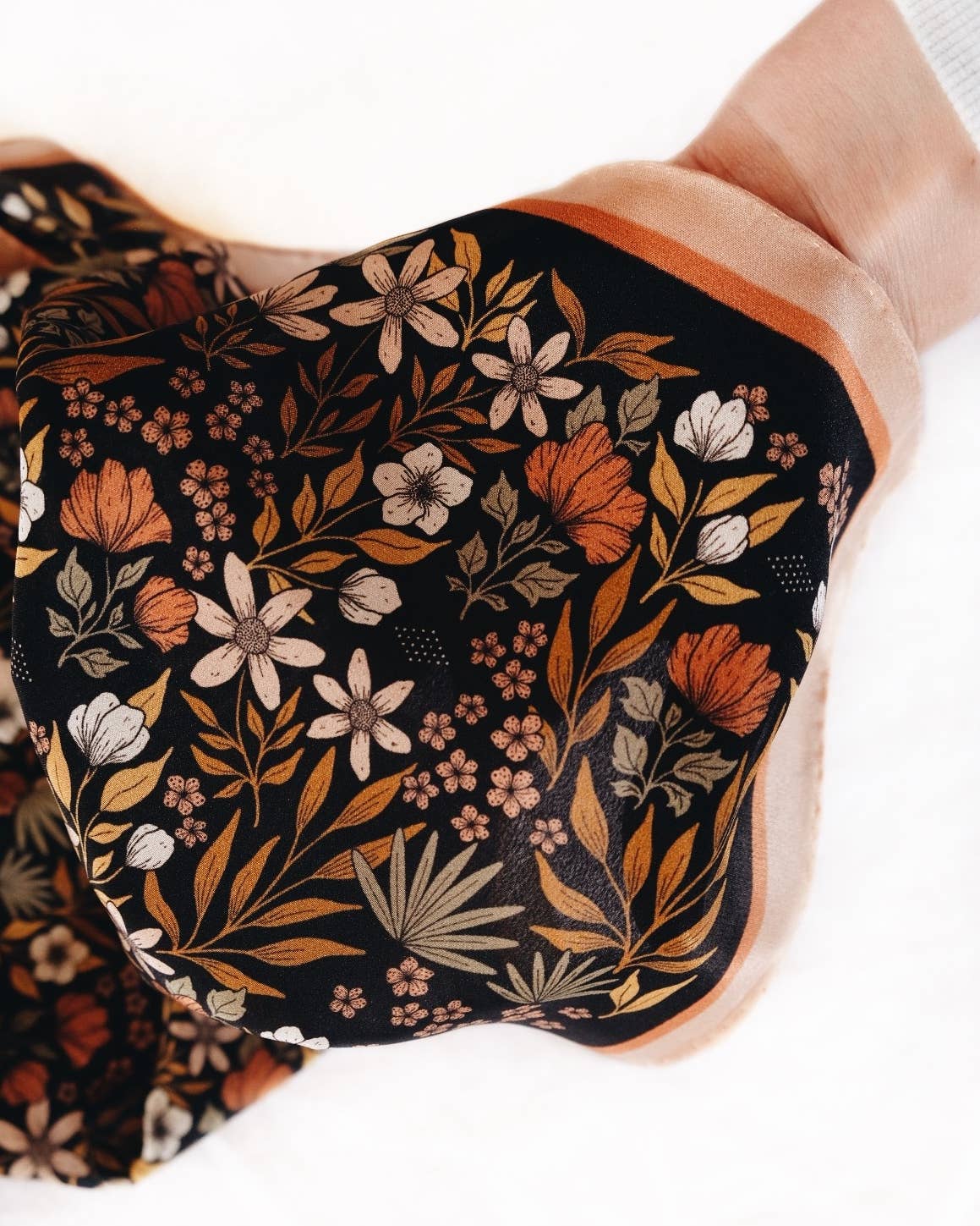 Silk Bandana Scarf -Midnight Garden