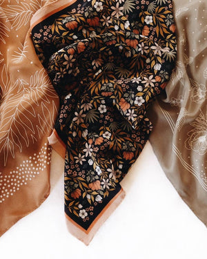 Silk Bandana Scarf -Midnight Garden
