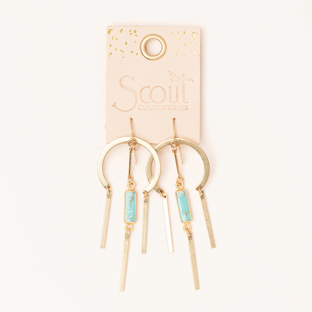Dream Catcher Stone Earrings - turquoise/gold