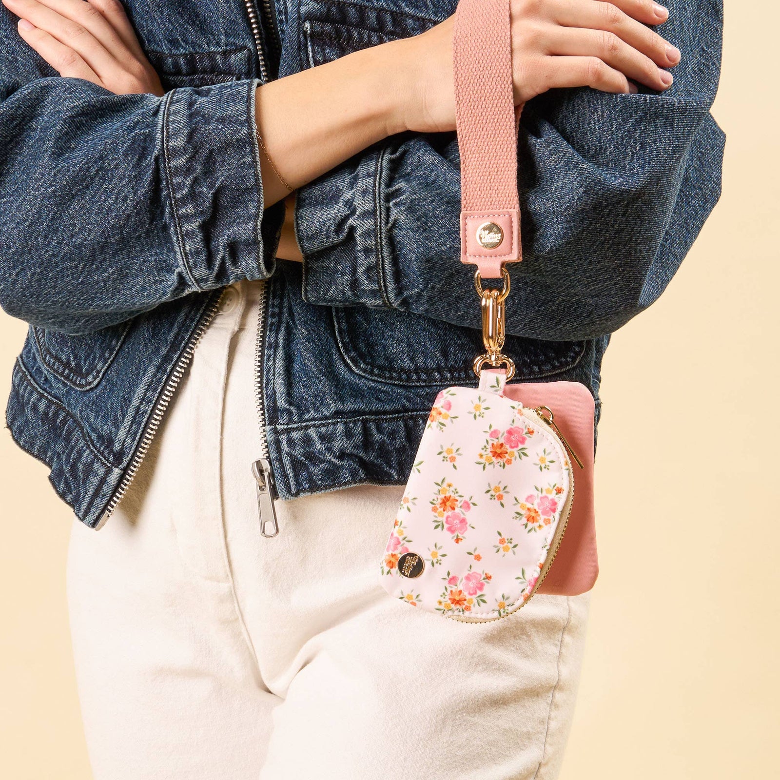 Dynamic Duo Pouch Wristlet-Pink floral