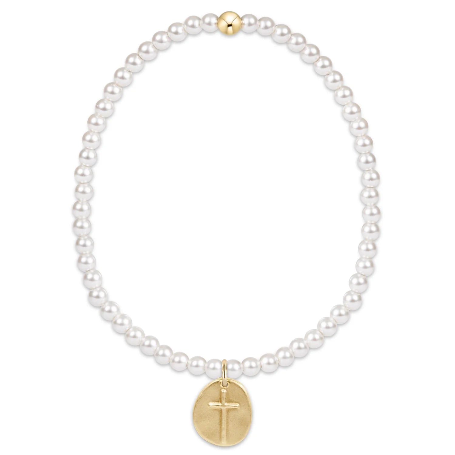 Classic pearl 3mm bead bracelet - Inspire small gold charm