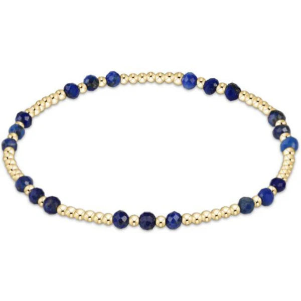 GEMSTONE GOLD JOY PATTERN 3MM BEAD BRACELET - LAPIS