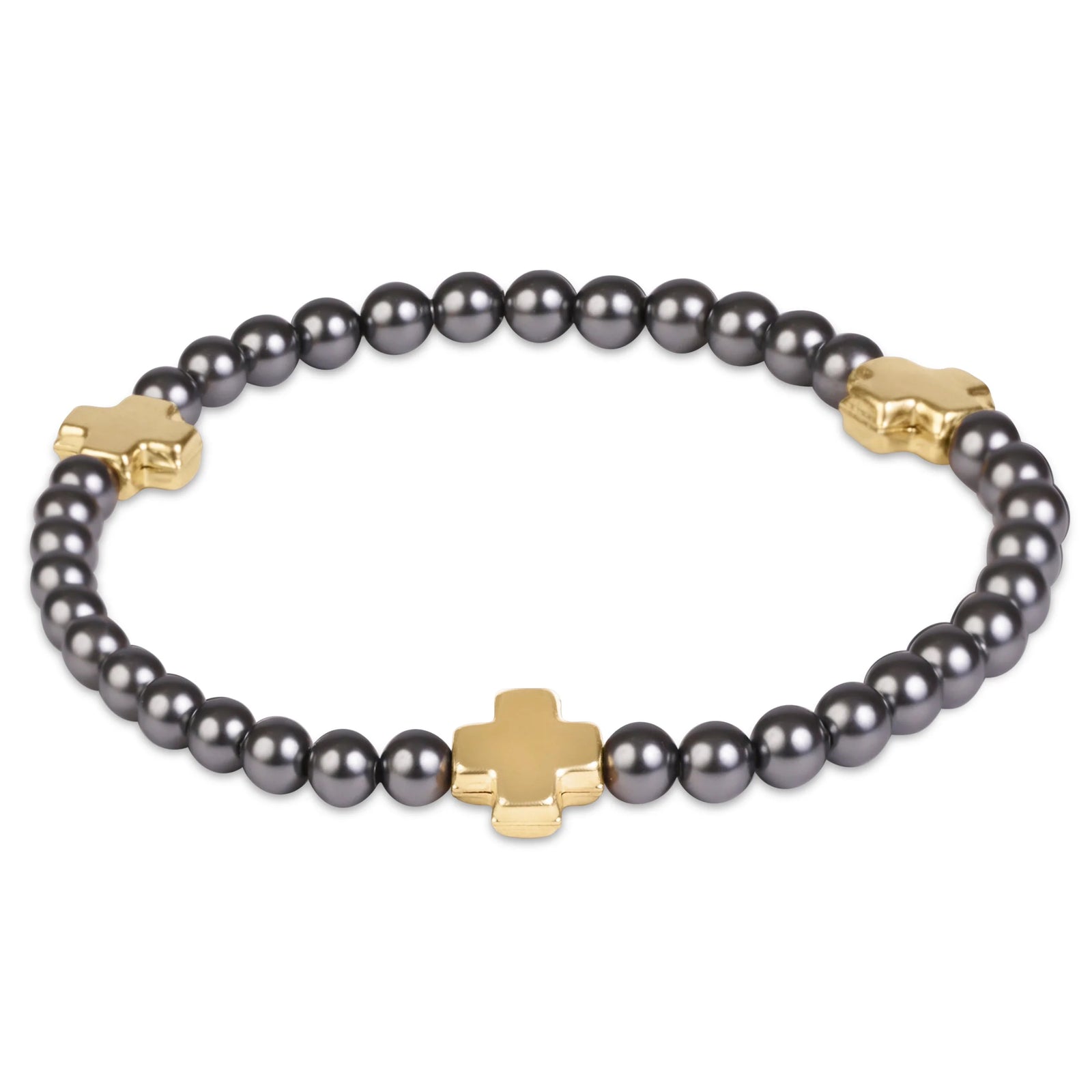 Signature Cross 4mm Pearl Dark Grey bracelet