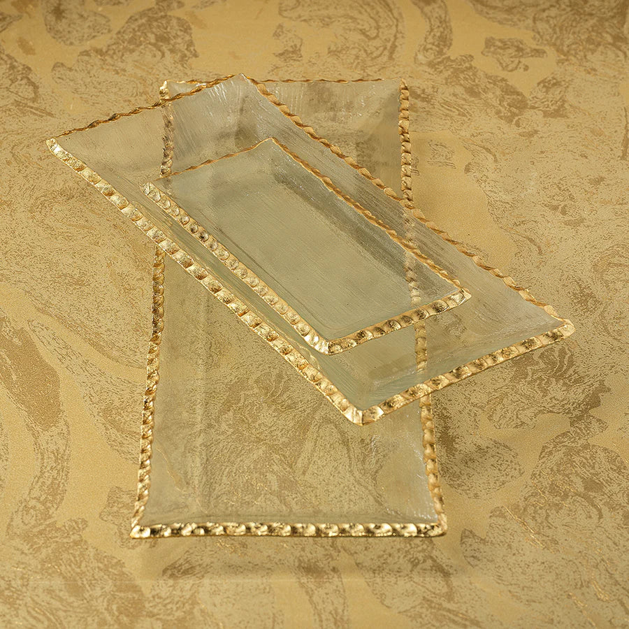 Glass Tray with Gold Rim