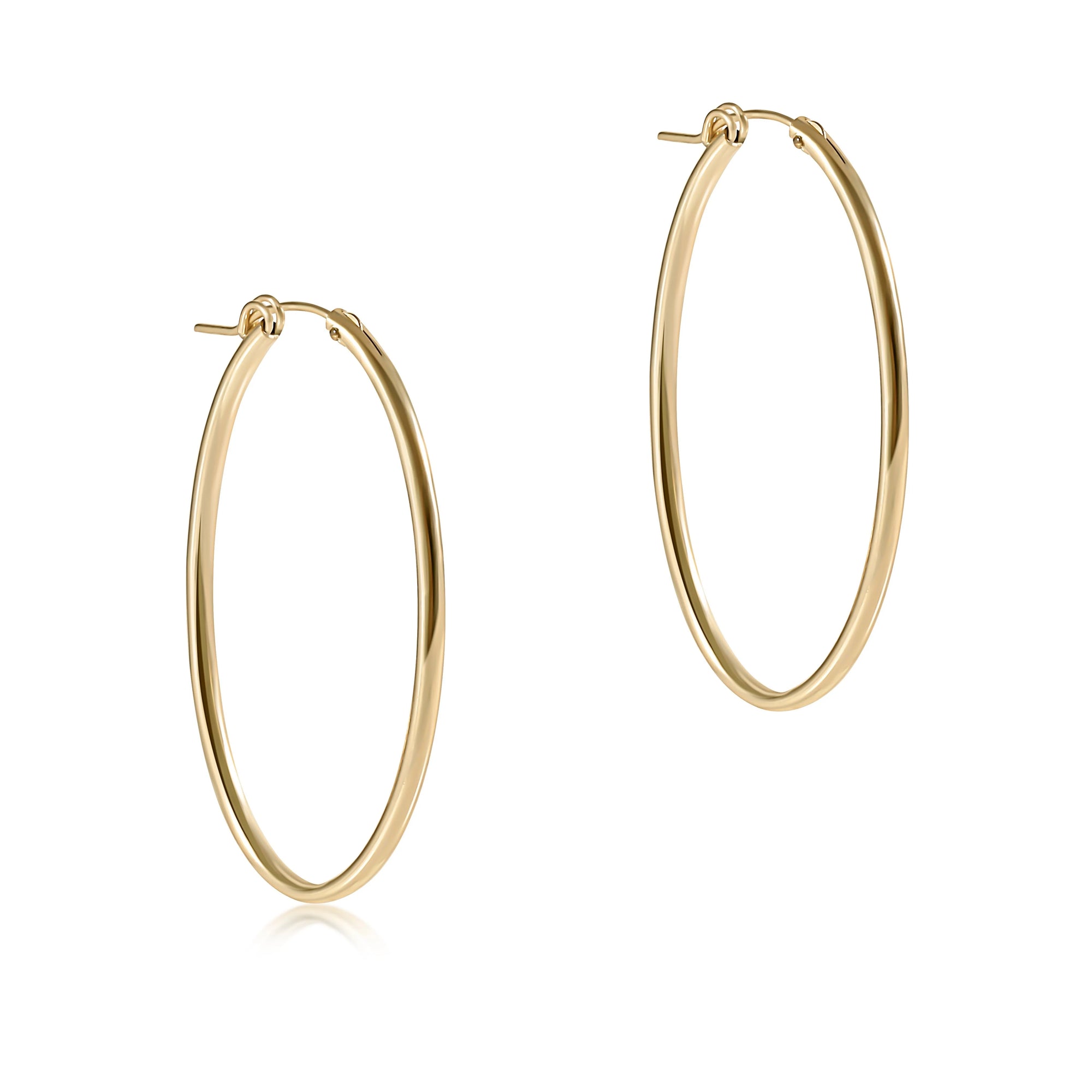 Oval gold 2" hoop earrings - smooth