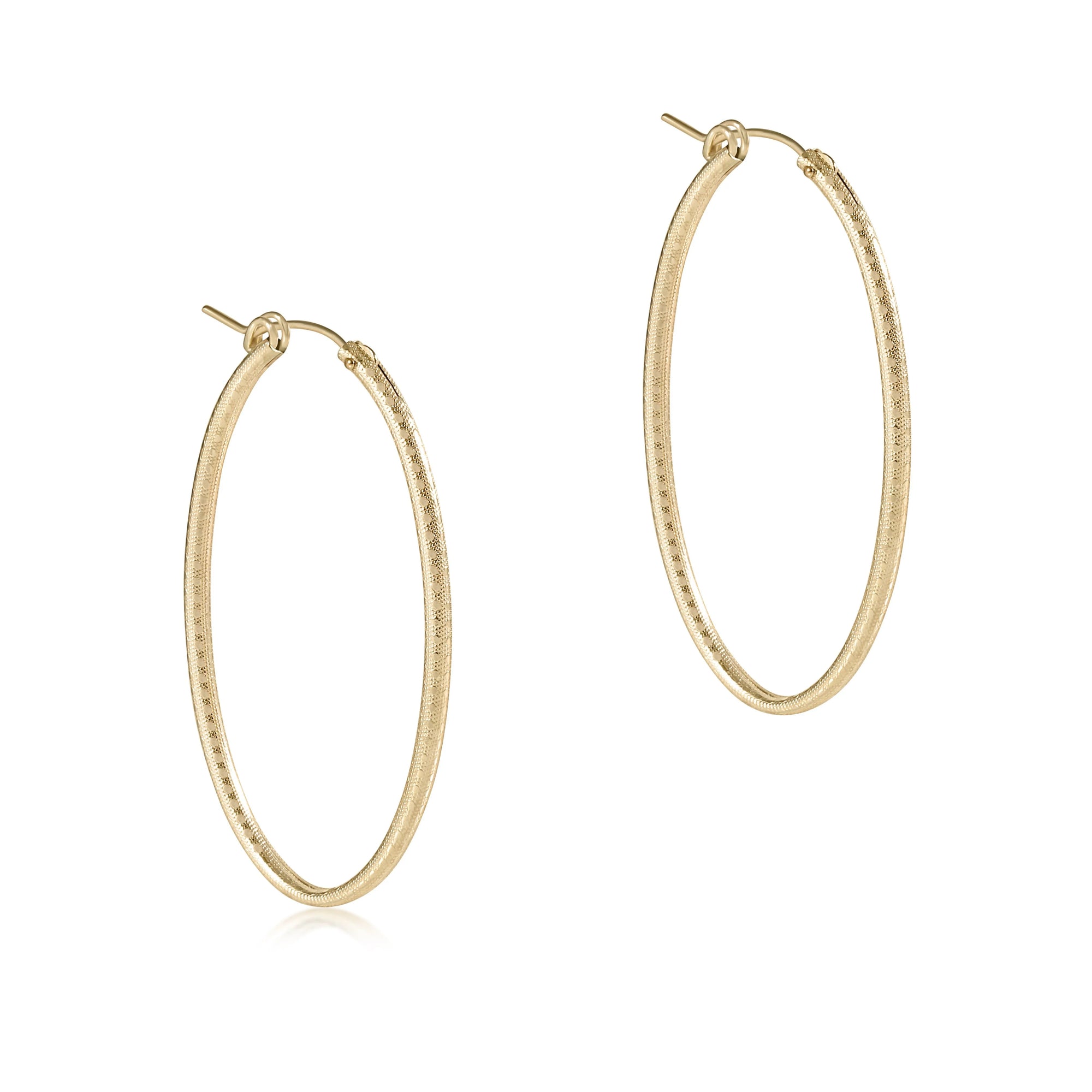 Oval gold 2" hoop earrings - textured