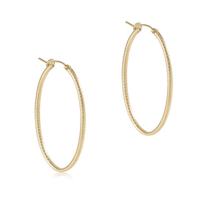 Oval gold 2" hoop earrings - textured