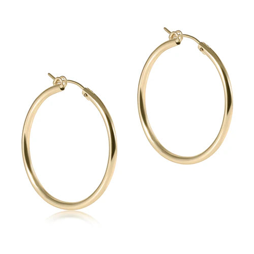 Round gold 1.25" hoop earrings - smooth